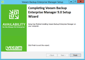 14 - Confirmation of successful install of Veeam Backup Enterprise
