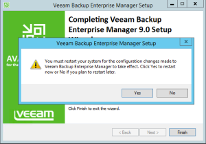 15 - Reboot needed after installation of Veeam Backup Enterprise Manager
