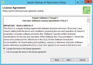 20 - Accept the EULA for Veeam Backup and Replication v9