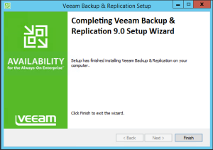 28 - Confirmation of successful installation of Veeam Backup and Replication v9