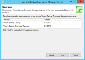 6 - Veeam confirming versions to be upgraded