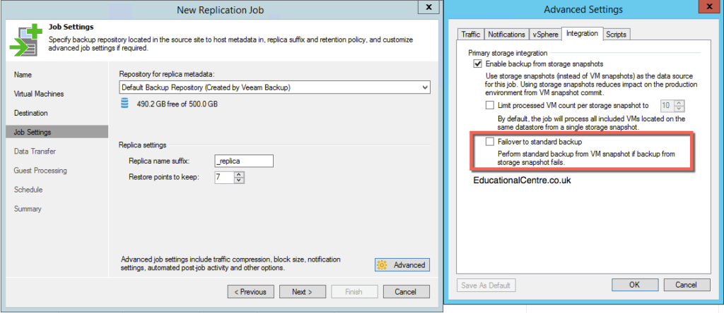 Veeam and Nimble Storage Integration - Replicating from a Snapshot- Job Settings