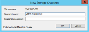 Veeam and Nimble Storage Integration - Storage Integration - Creating a Snapshot 02