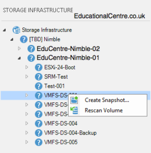 Veeam and Nimble Storage Integration - Storage Integration - Creating a Snapshot