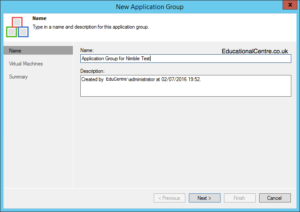 Veeam and Nimble Storage Integration - SureBackup - Application Group
