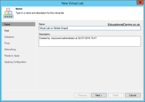 Veeam and Nimble Storage Integration - SureBackup - Setting up a Virtual Lab