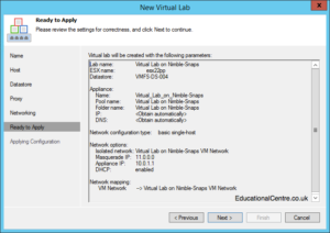 Veeam and Nimble Storage Integration - SureBackup - Setting up a Virtual Lab - Finalise Configuration
